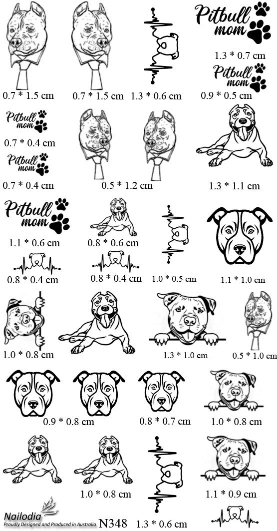 Pitbull Dog Puppy Nail Art Decal Sticker Water Transfer Slider – Pet Theme