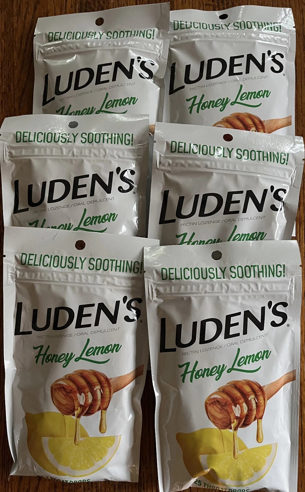 6 Bags Luden’s LUDENS Honey Lemon Flavor Throat Drops 25 Ct EACH SEALED
