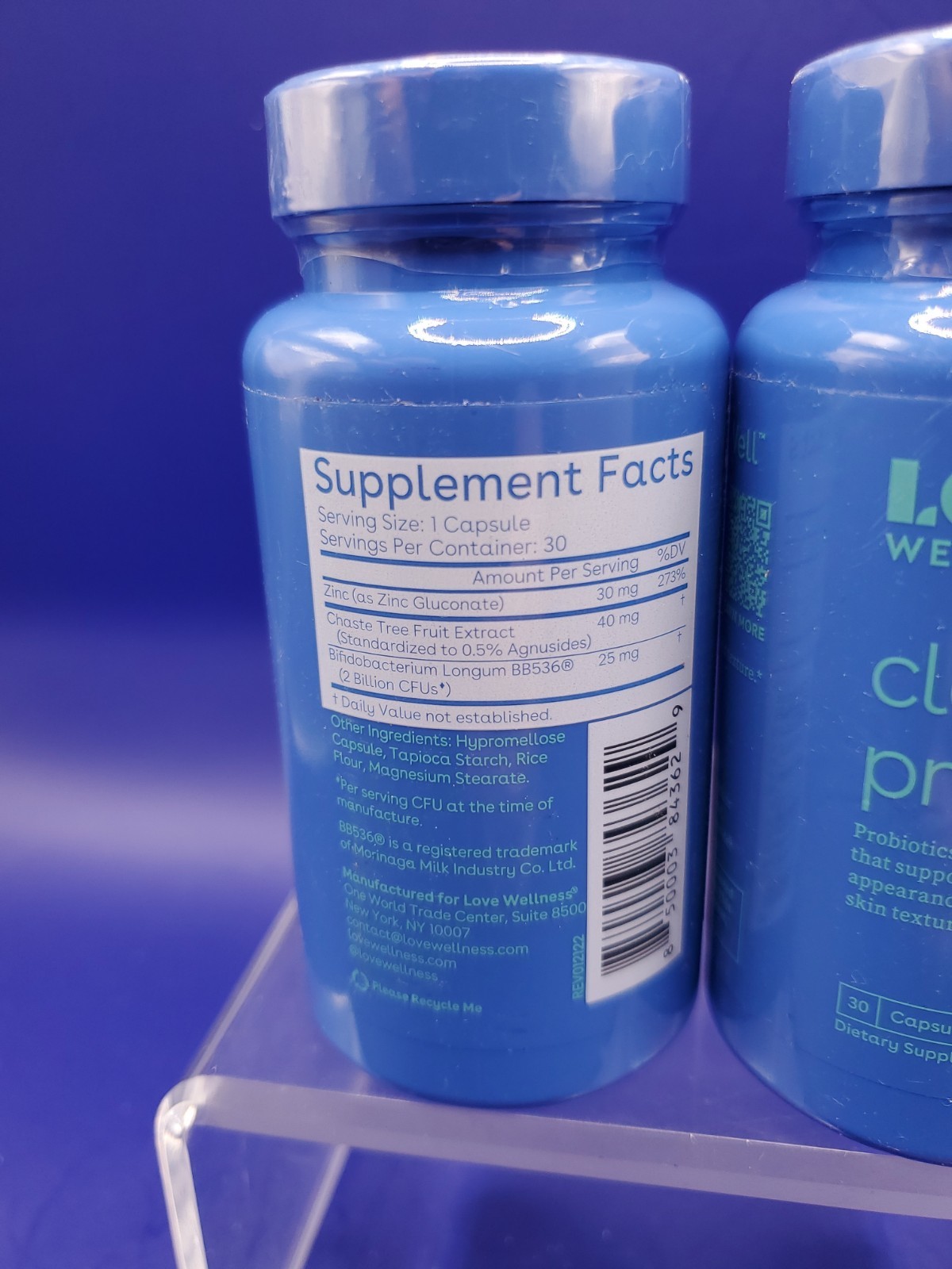 2 Pack Love Wellness Clear Skin Probiotics 30 Ct Gut & Skin Health Women 08/2026