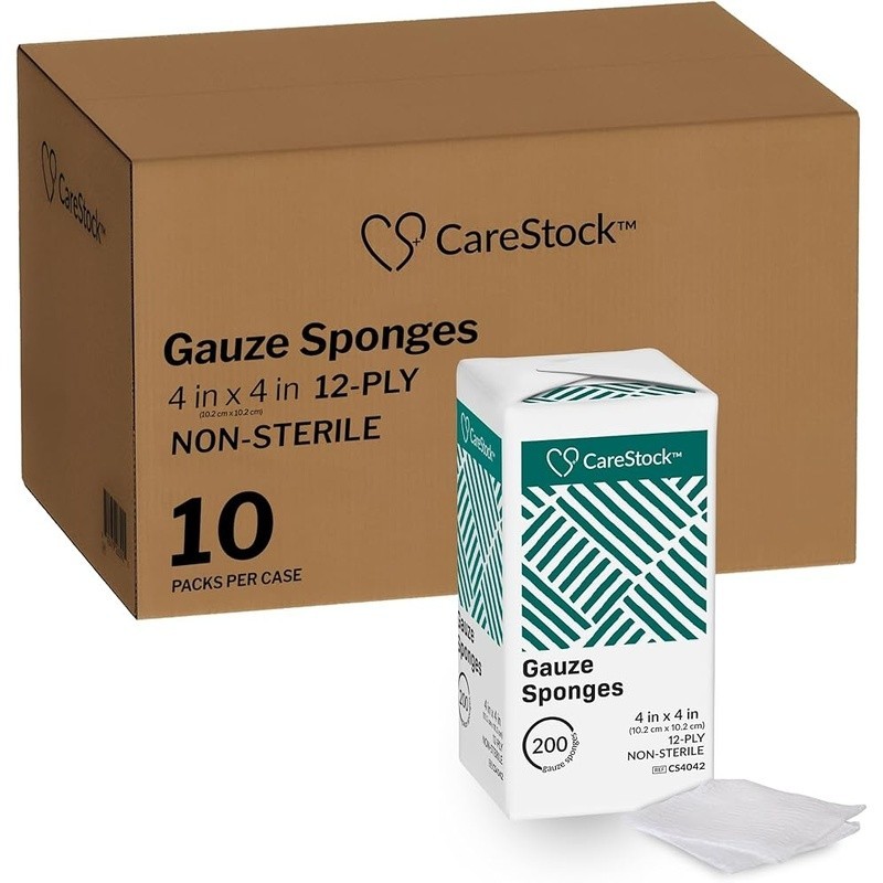 Soft Cotton Woven Gauze Pads Medical First Aid 12-Ply Absorbent Non-Stick New
