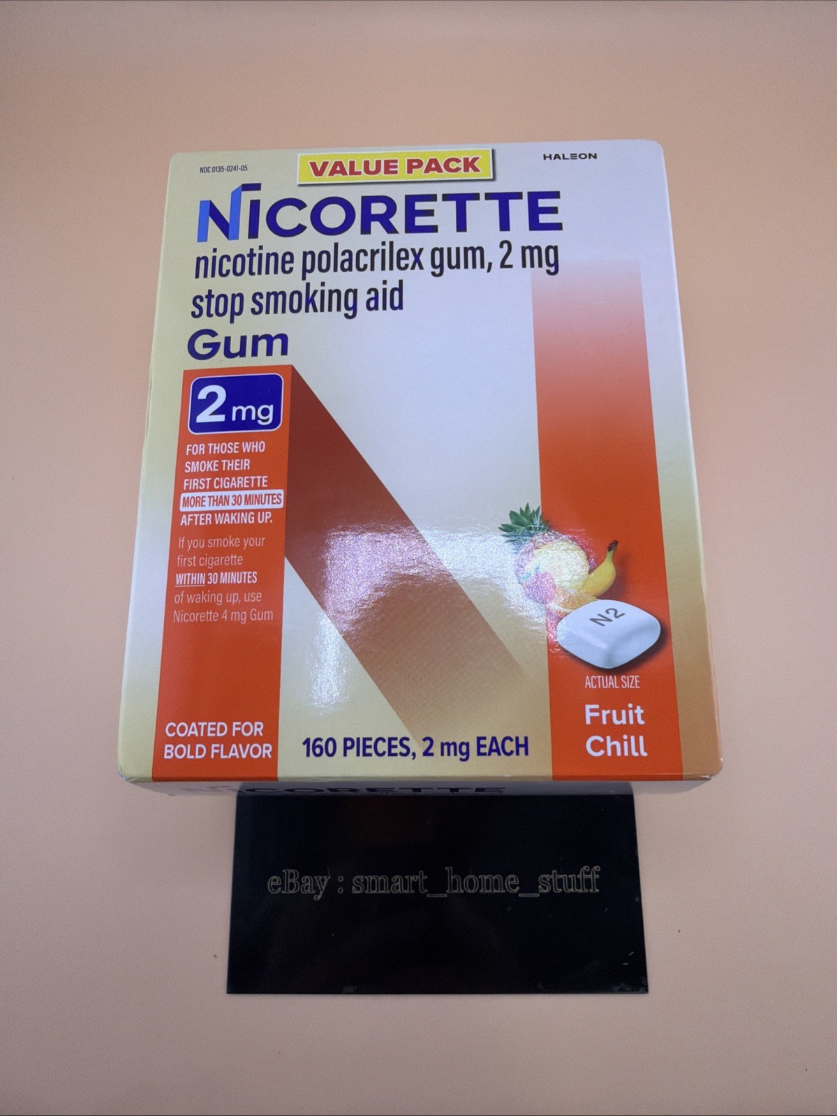 Nicorette Fruit Chill Nicotine Gum 2mg-Stop Smoking Aid – 160 Count Exp 2028