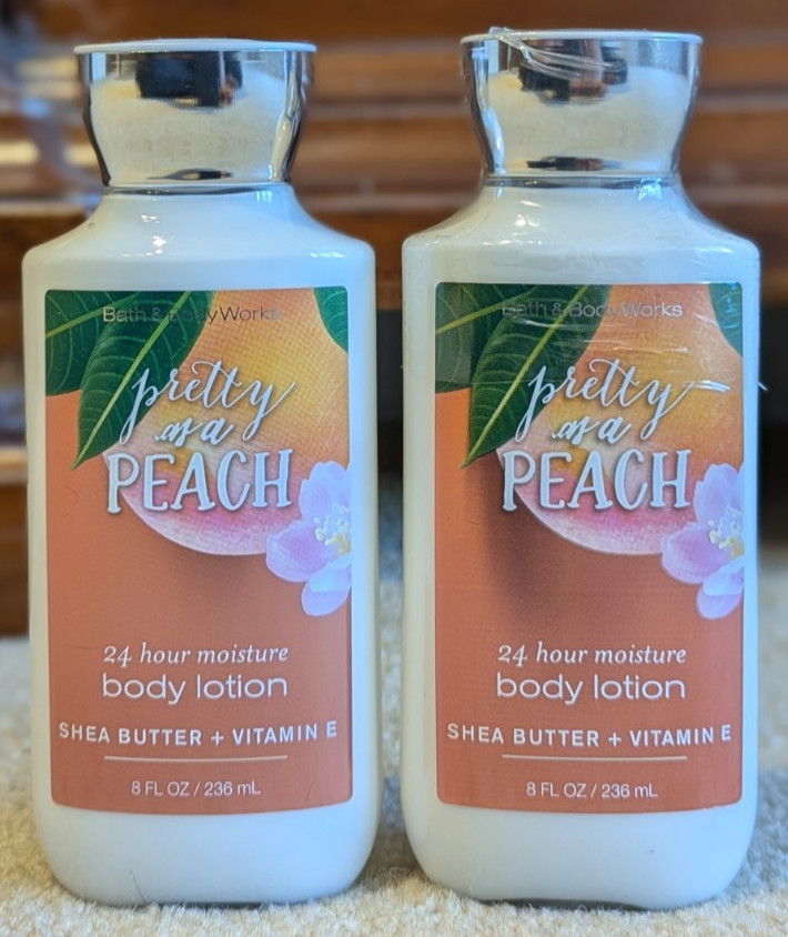 NEW Bath & Body Works Pretty As A Peach TWO Body Lotions (8 fl oz/236 ml each)