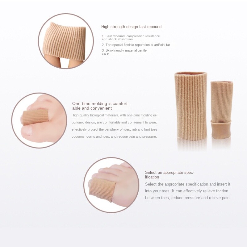 Toe Tube Sleeve Protector Cushion Fabric Gel Lining Finger Toe Separator Tubing