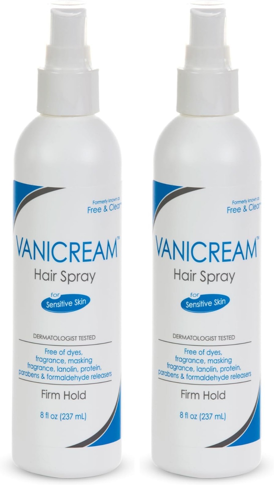 Fragrance-Free Firm Hold Hairspray for Sensitive Skin, Gluten-Free, 8oz (2-Pack)