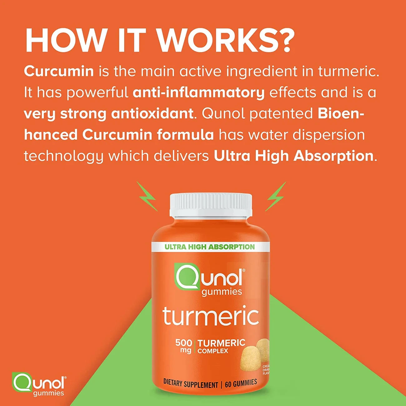 2 Pack Qunol Turmeric Curcumin 500mg Gummies 200 Ct Vegan Gluten Free