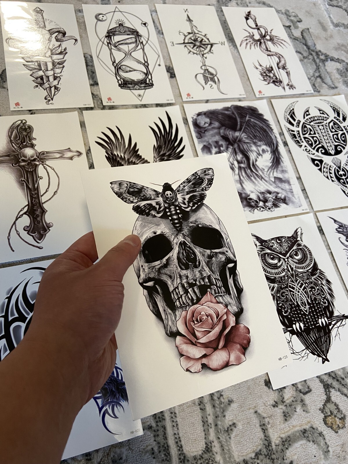 12 Sheets/Set Temporary Tattoo Stickers Waterproof Cross Eagle Wolf Arm Body Art