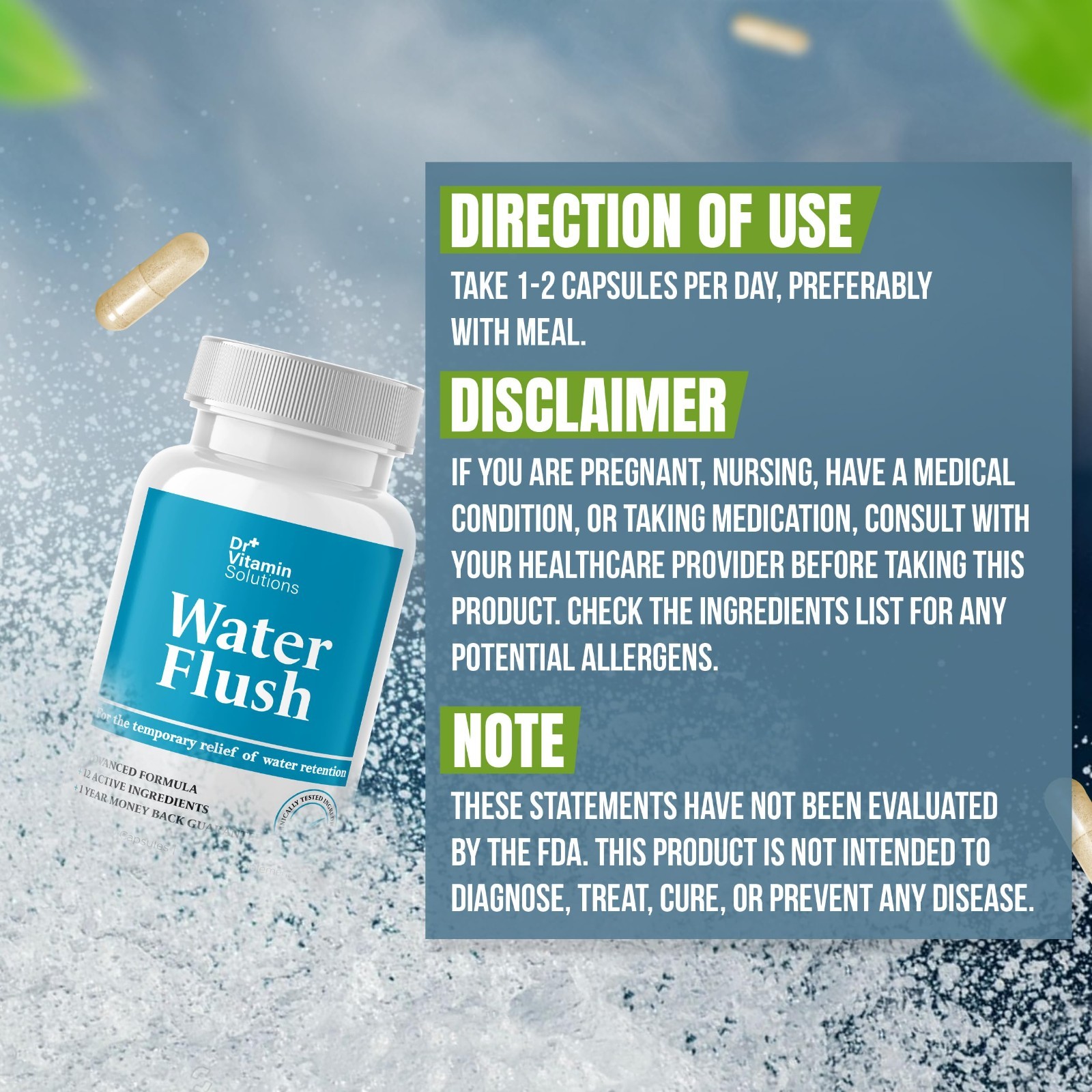 Weight Control Diuretic Pills – Reduce Bloat & Swelling, Green Tea & Cranberry,