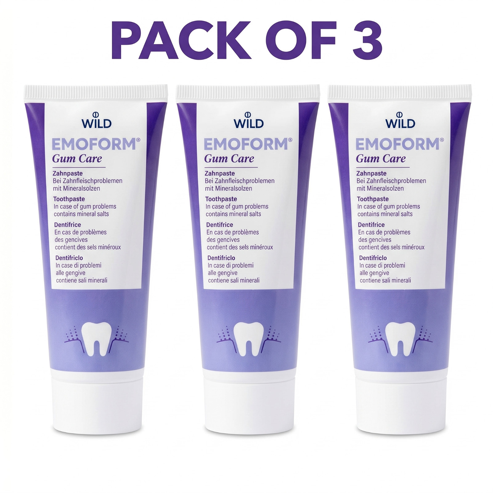 Emoform Gum Care Toothpaste 75ml Pack of 3 Sensitive Gums Mineral Salts