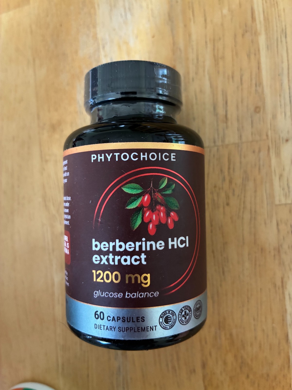 Phytochoice Berberine HCl extract 1200 mg glucose balance 60 capsules