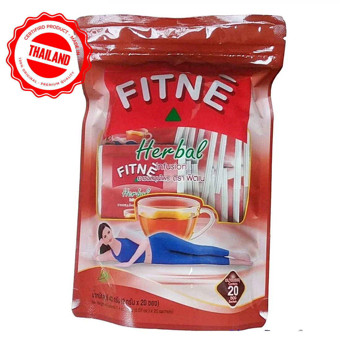 FITNE Herbal Infusion Tea Natural Thailand Beverage 20 Tea Bags