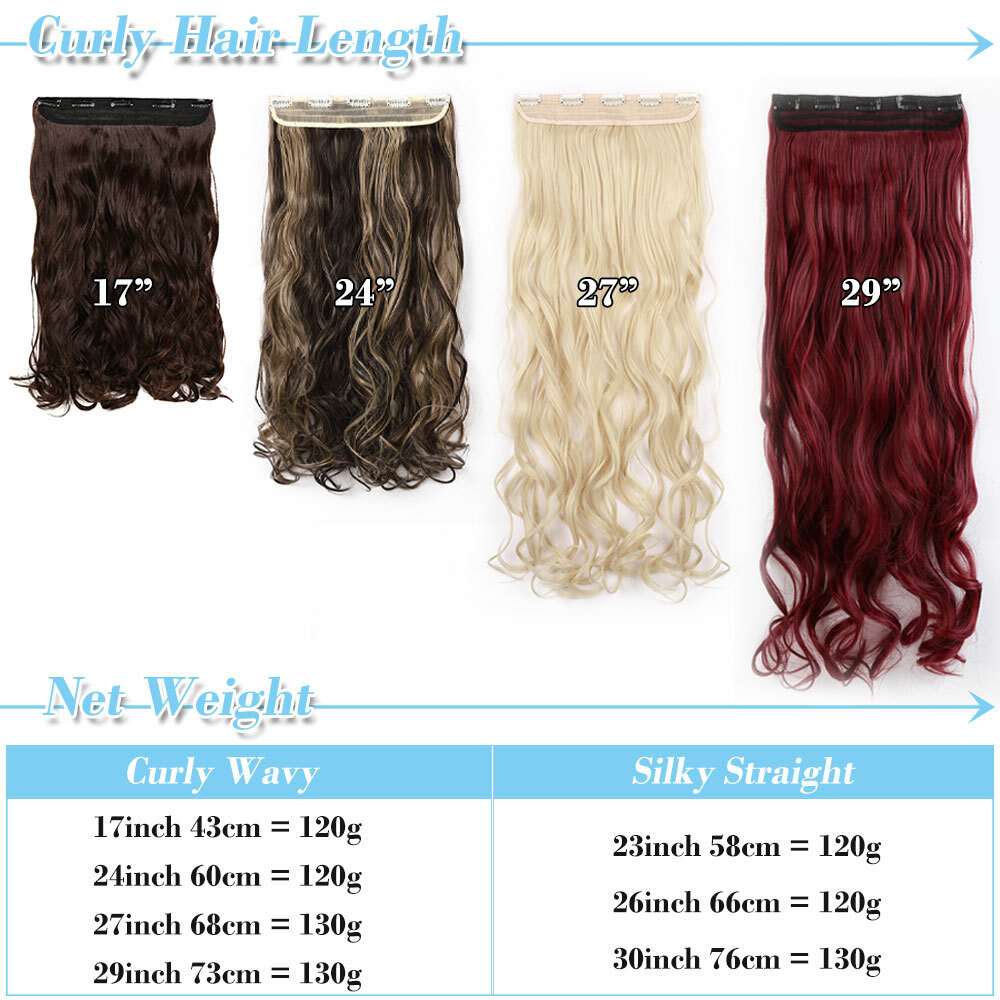 Thick 17-30″ Long Curly One Piece Full Head Clip In Hair Extension Real As Human