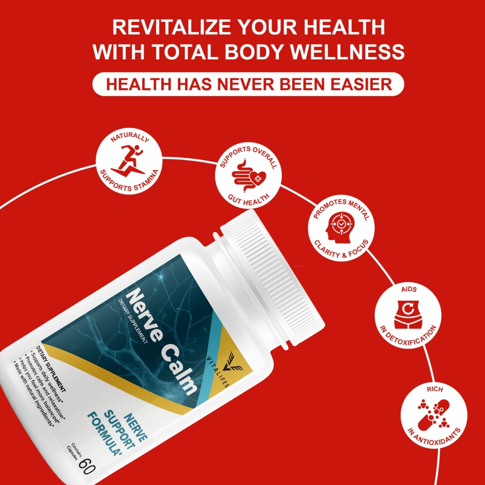 (5 Pack) Nerve Calm Capsules – NerveCalm All Natural Glycogen Support 60caps