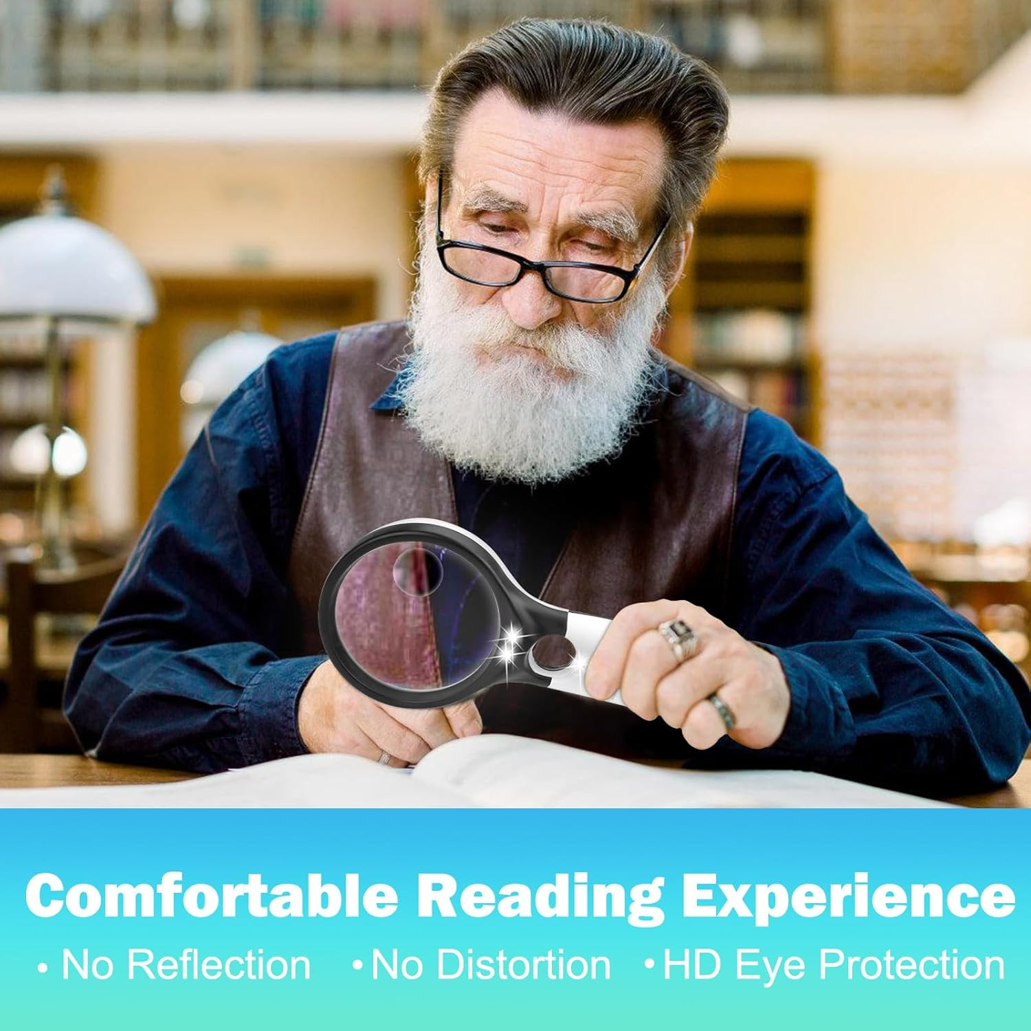 Lighted Compact Magnifying Glass – 45X 10X 5X for Reading & Low Vision