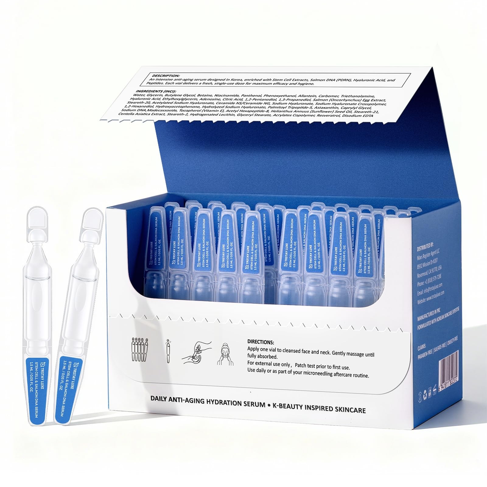 TRSTAY LUXE Stem Cell & Salmon DNA PDRN Serum – Microneedling Aftercare AntiA…