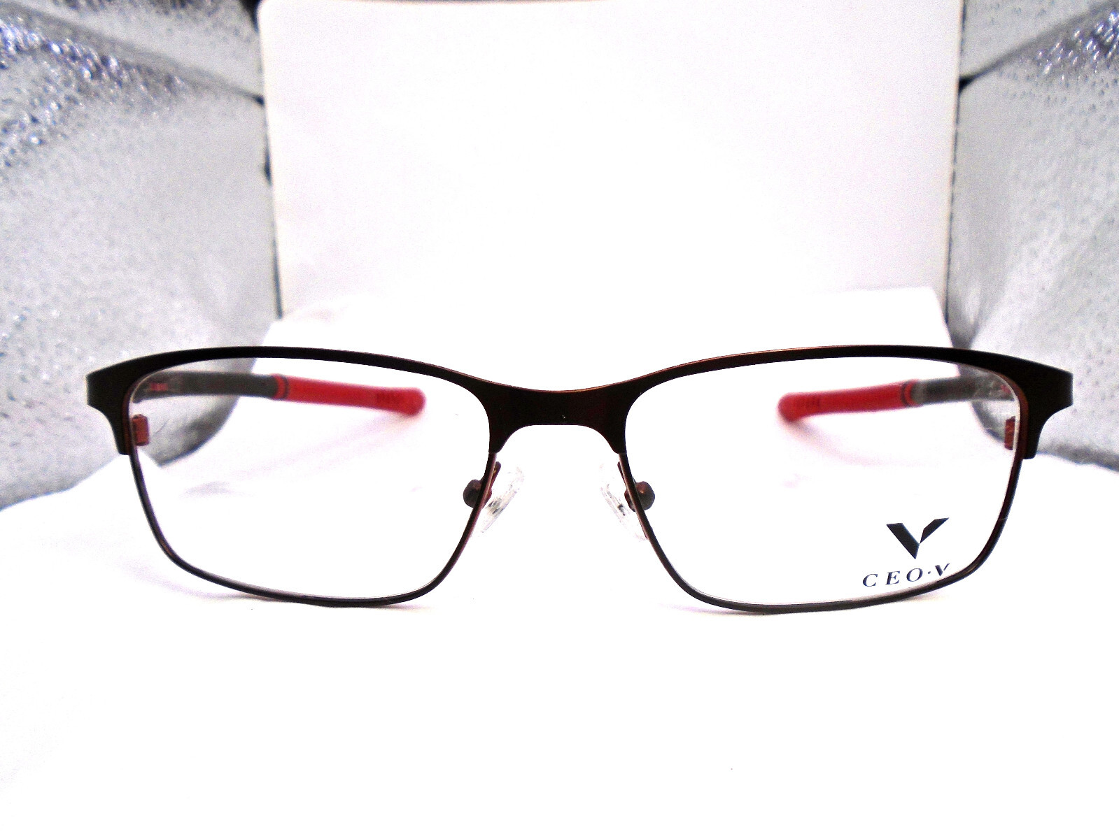 CEO-V Unknown Model Brown/Red Rectangle Eyeglasses Frames 50-17-138