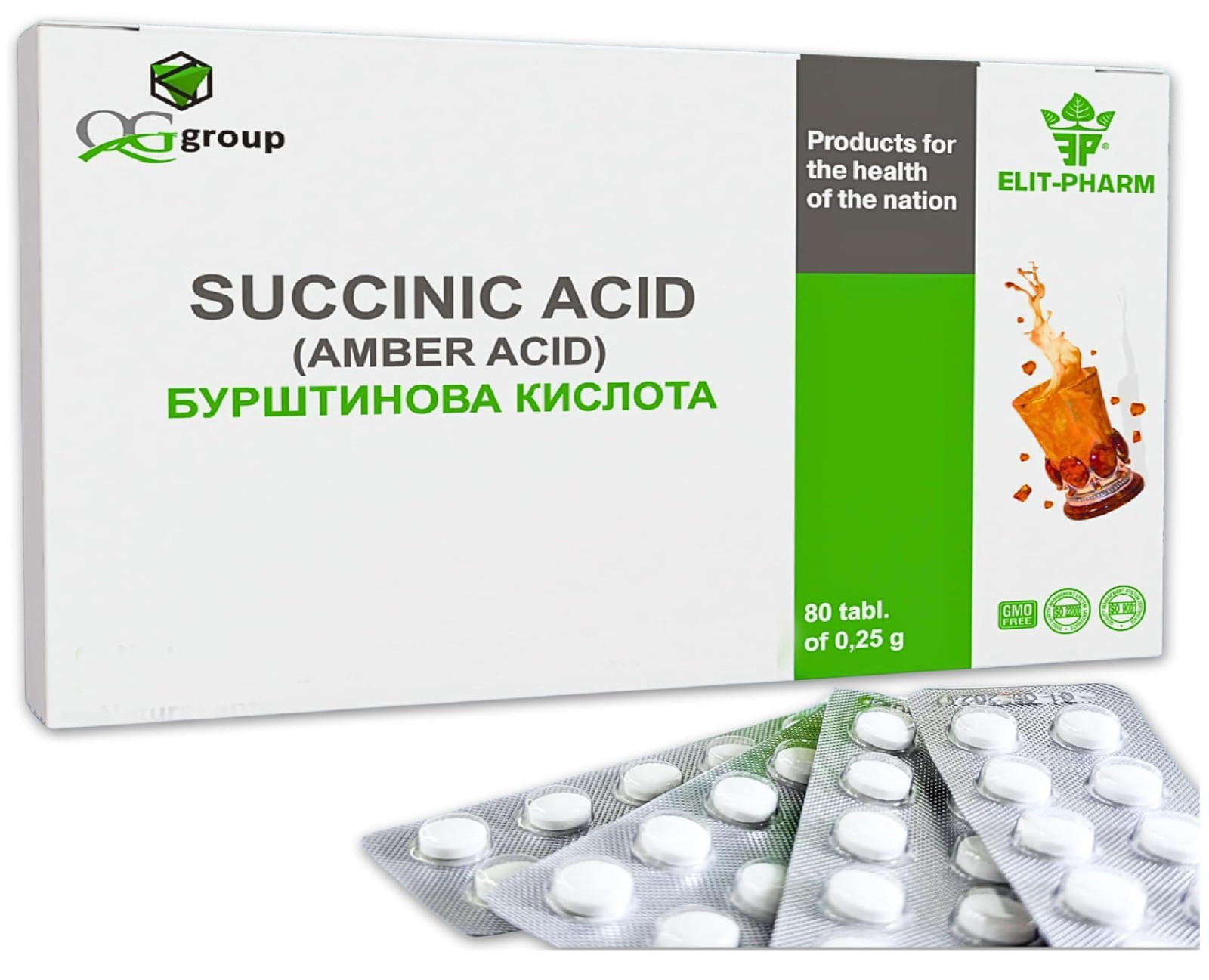 QG Group Succinic Acid Amber Acid 80 Tabs/0.25G