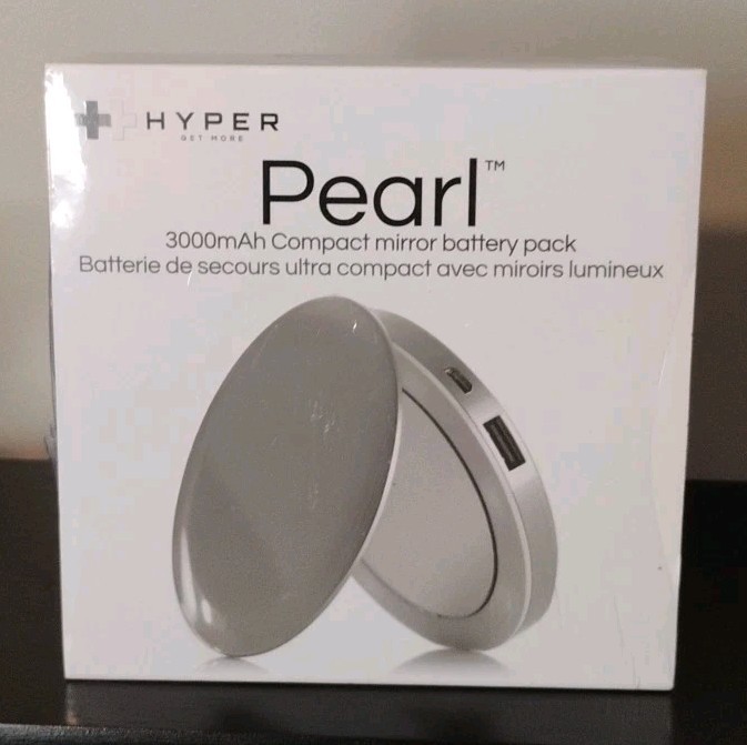 Hyper Pearl 3000mAh Compact mirror battery Pack USB Charger New Sealed
