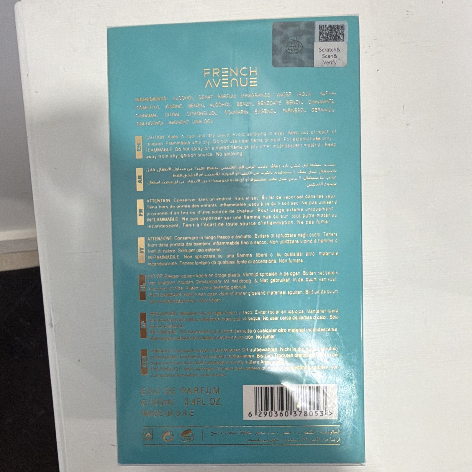 Vulcan FEU Unisex Fragrance 3.4 fl oz Blue Bottle w/ Gold Snake Design