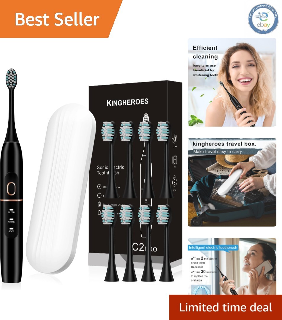 Rechargeable Electric Toothbrush with 8 Heads – 42000 VPM & 60 Days Battery Life