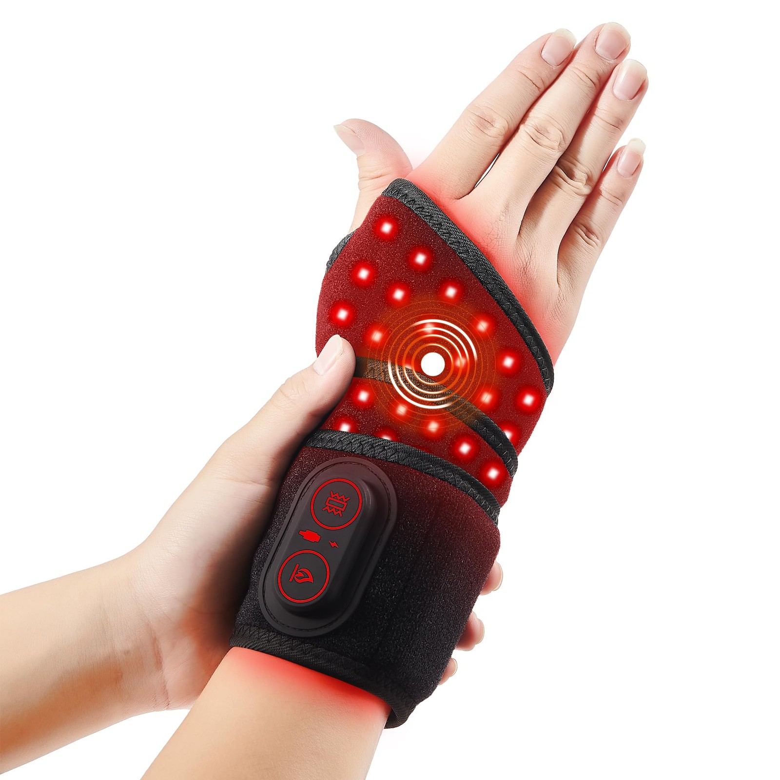 Red Light Cordless Wrist Heating Pad Massage for Carpal Tunnel with 3000mAh B…