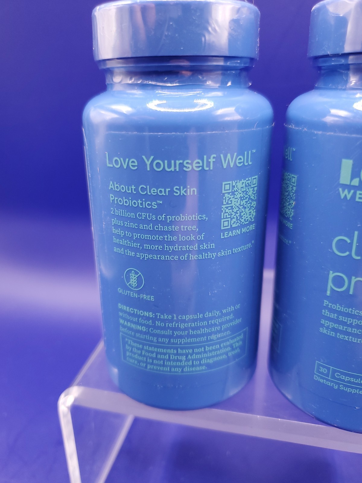 2 Pack Love Wellness Clear Skin Probiotics 30 Ct Gut & Skin Health Women 08/2026