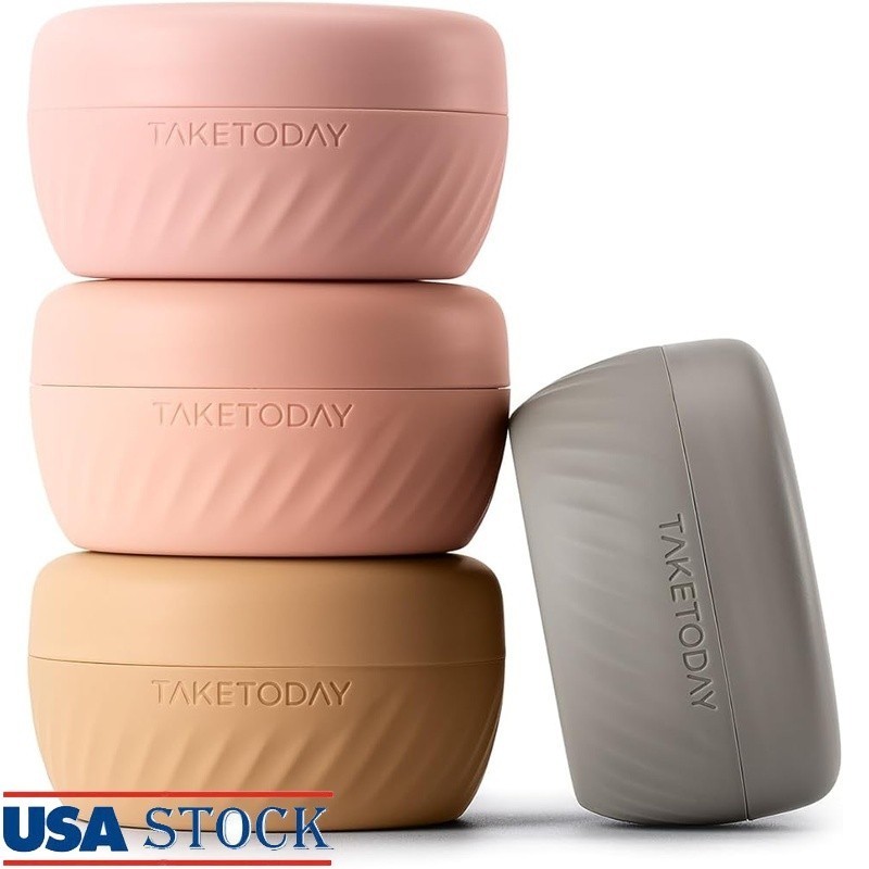 TSA Approved Leak Proof Travel Containers Silicone Bottles Toiletries Set New