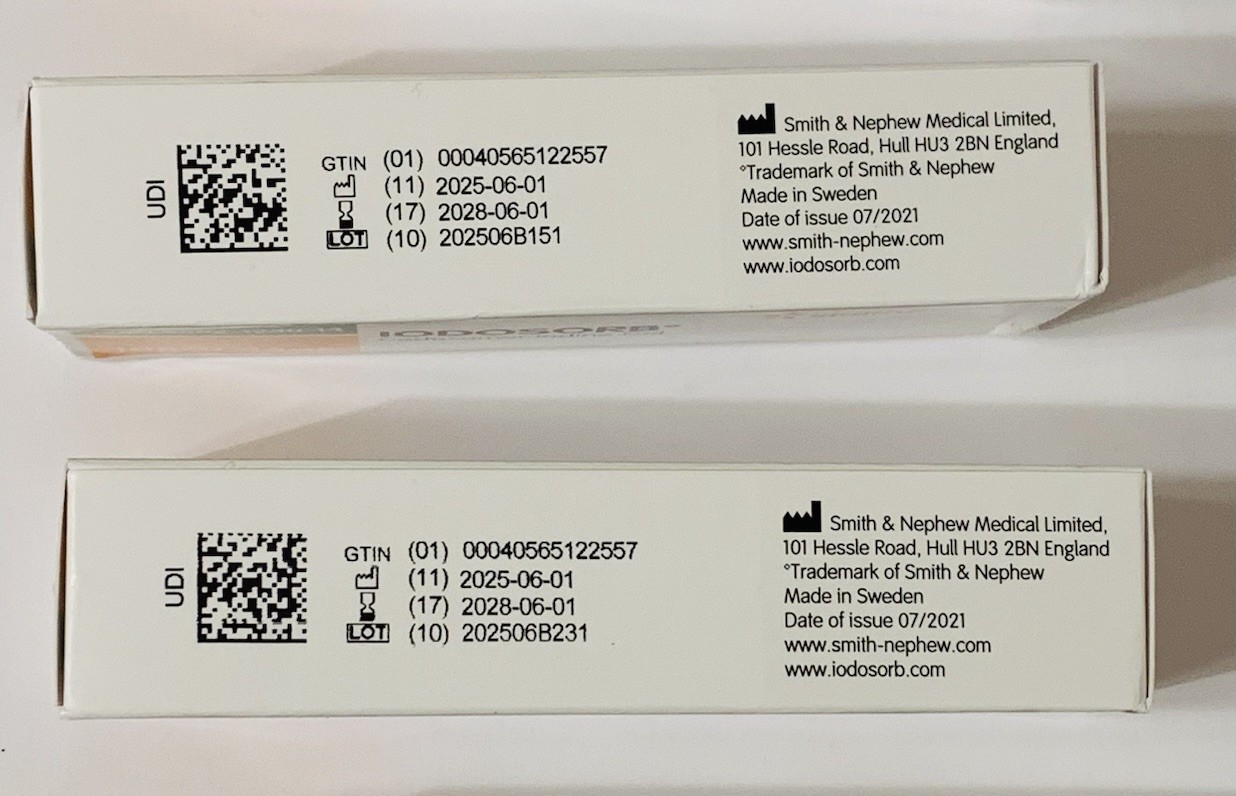 2-Tubes Smith & Nephew Iodosorb Cadexomer Iodine Gel Dressing 0.35oz EXP2028/06
