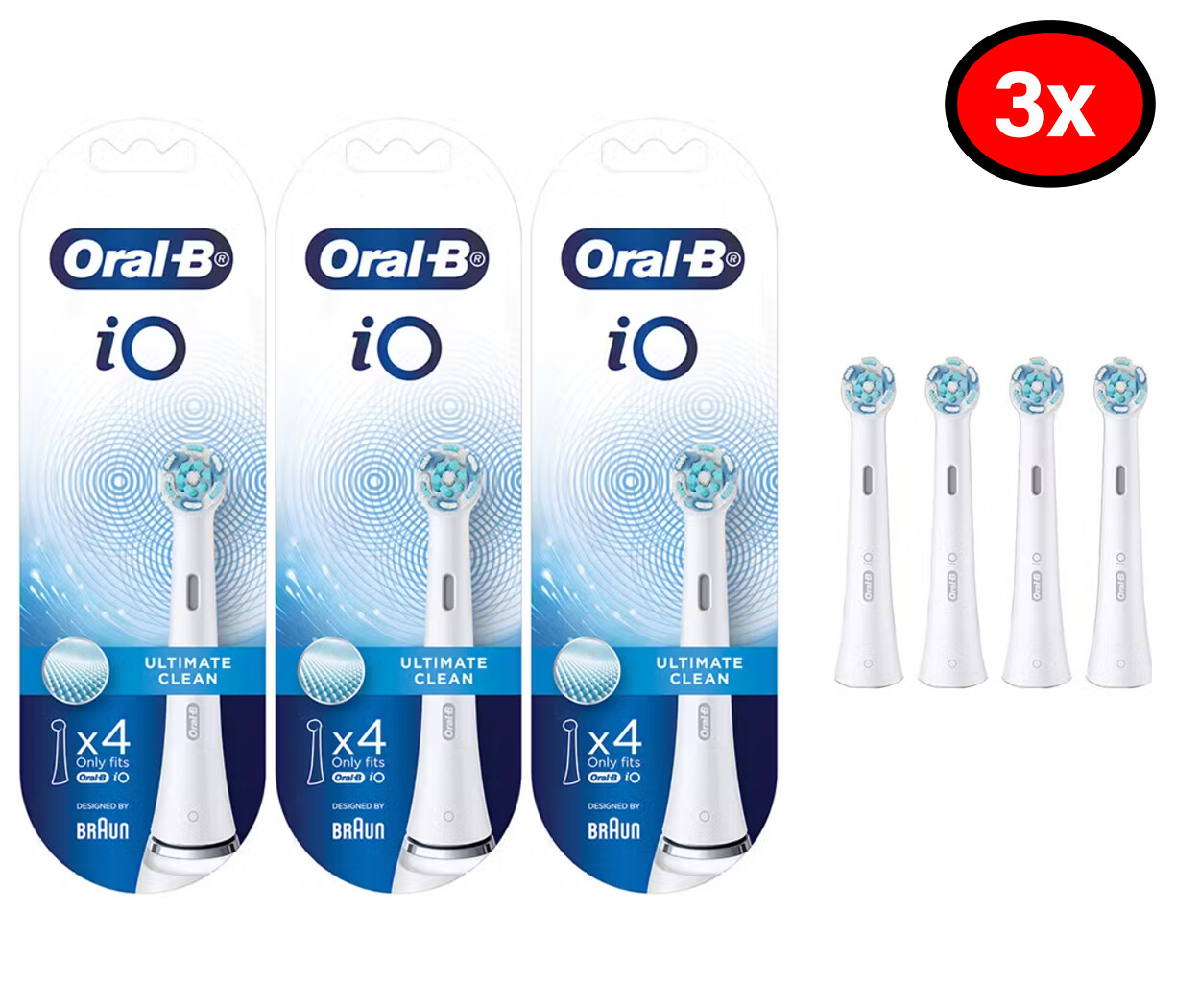 3 pairs of 4 count Oral-B Io Ultimate Clean Care Electric Toothbrush Heads
