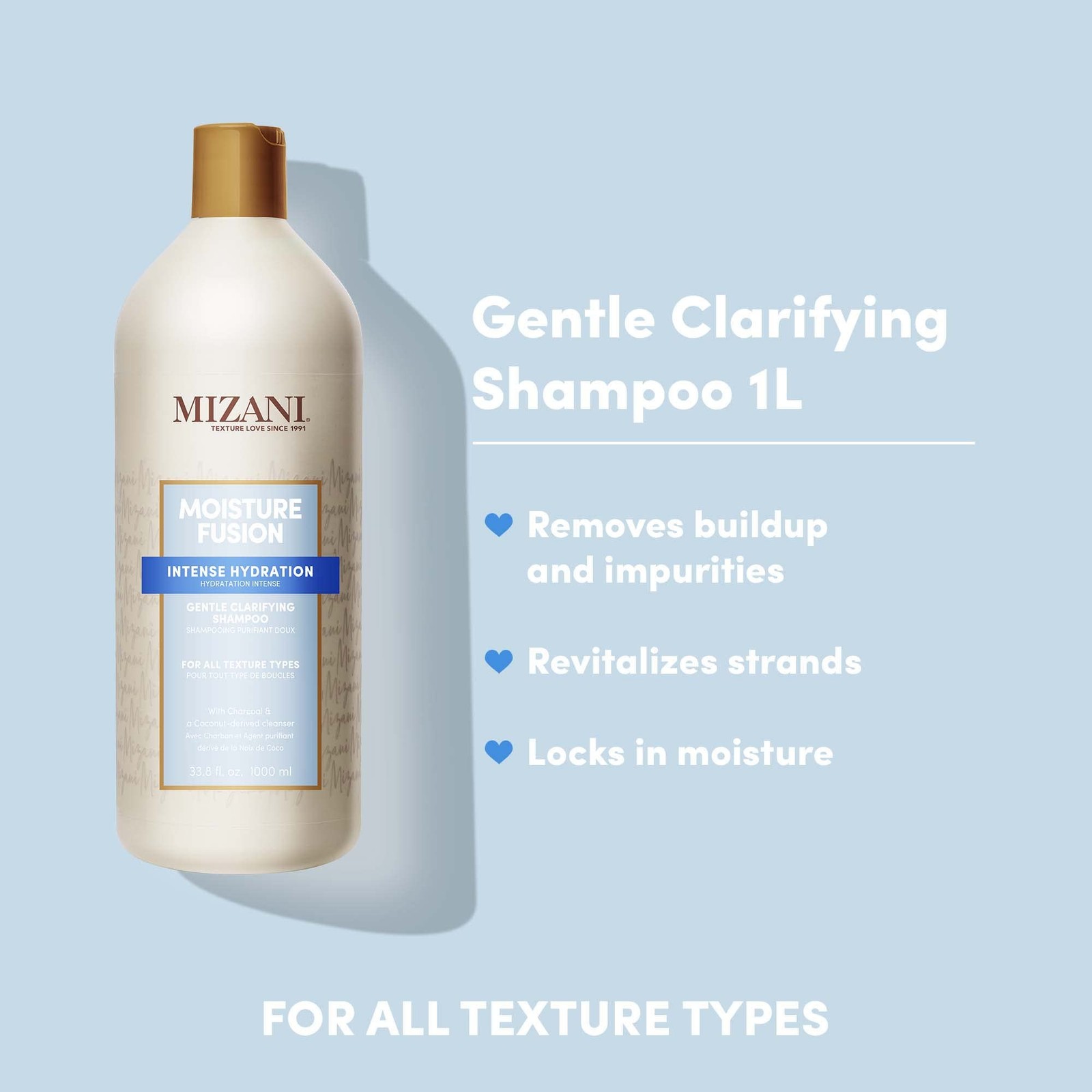 Mizani Moisture Fusion Gentle Clarifying Shampoo – Cleanses Hair to Remove Bu…