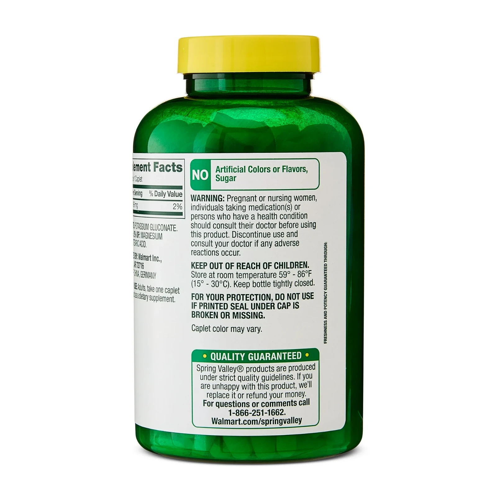 Spring Valley Potassium Caplets Dietary Supplement Value Size, 99 mg, 500 Count