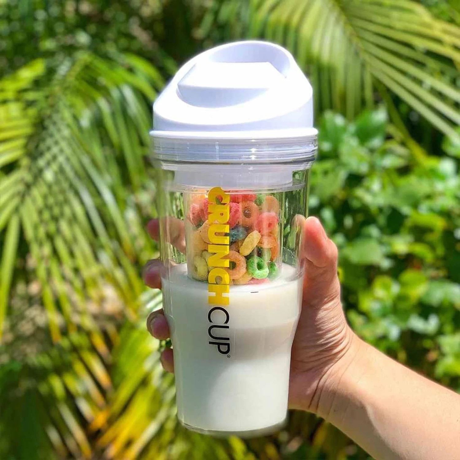XL White: Portable Plastic Cereal Cup for Breakfast on the Go, Bpa-Free & Dishwa