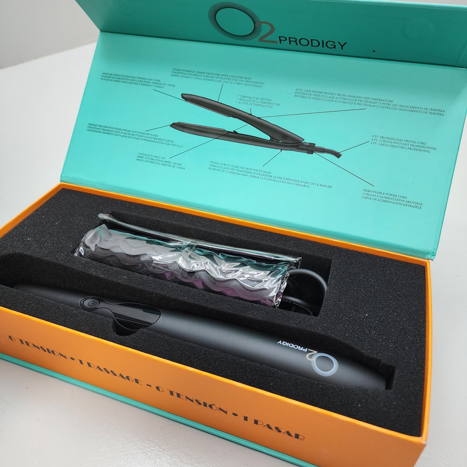 Titanium Ceramic Styler Flat Iron by O2 Prodigy – Detachable Cord, Digital Disp
