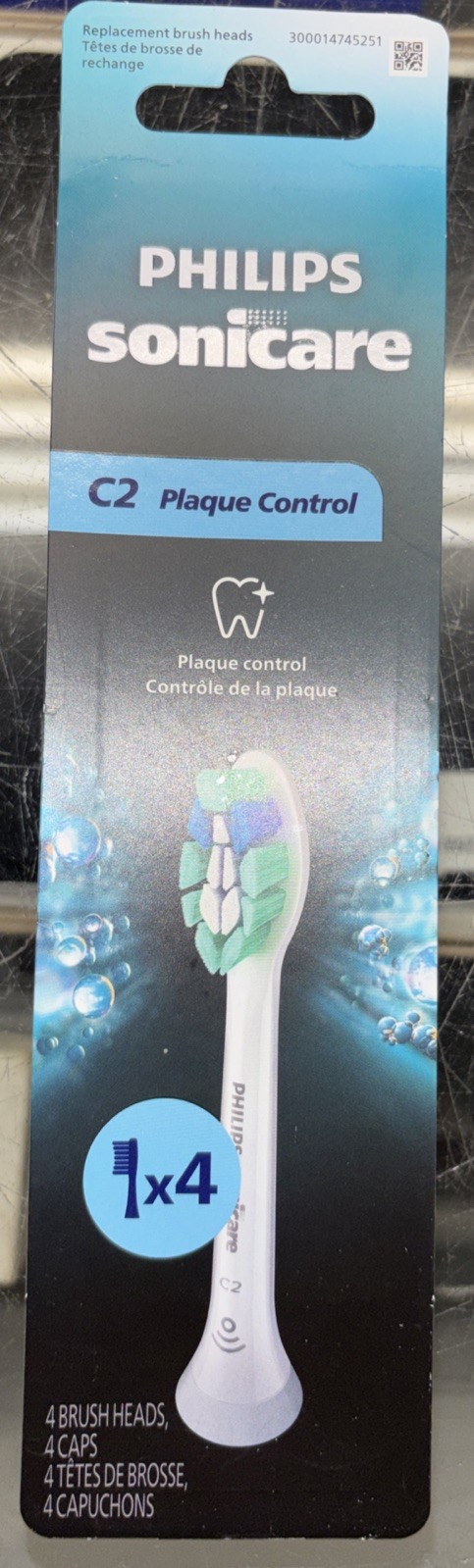Philips Sonicare C2 Plaque Control, Three Replacement Brush Heads, HX9024