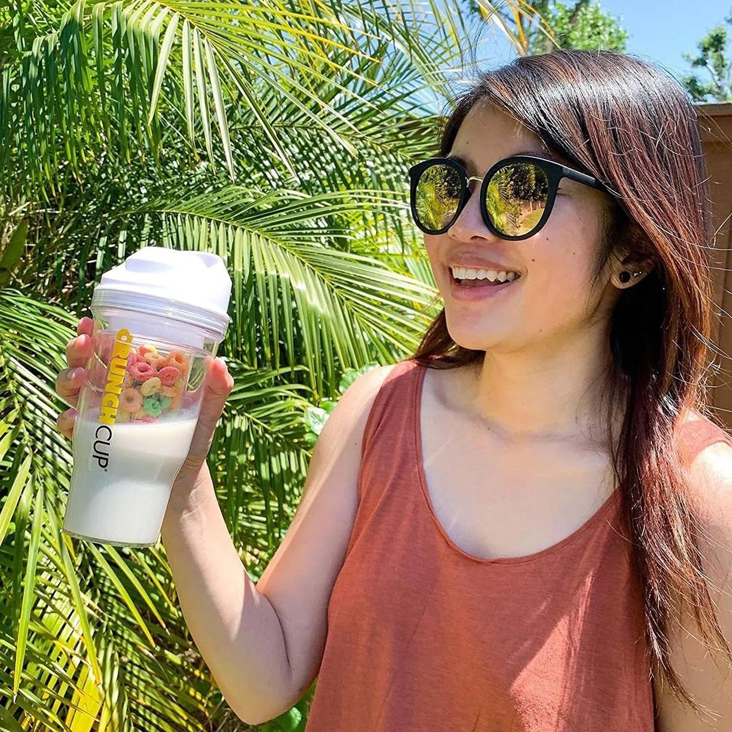XL White: Portable Plastic Cereal Cup for Breakfast on the Go, Bpa-Free & Dishwa