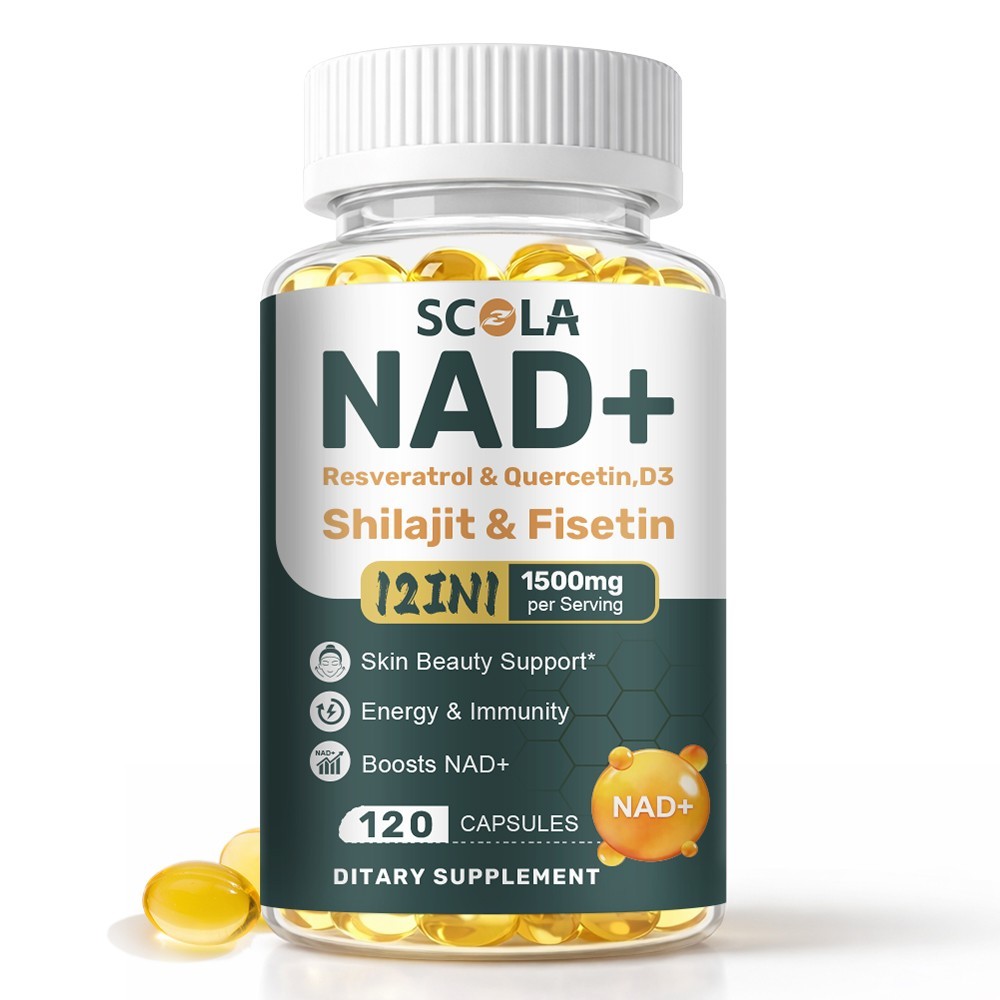 12 IN 1 NAD Supplement, 1500mg Resveratrol Containing Supplement, 120 Capsules