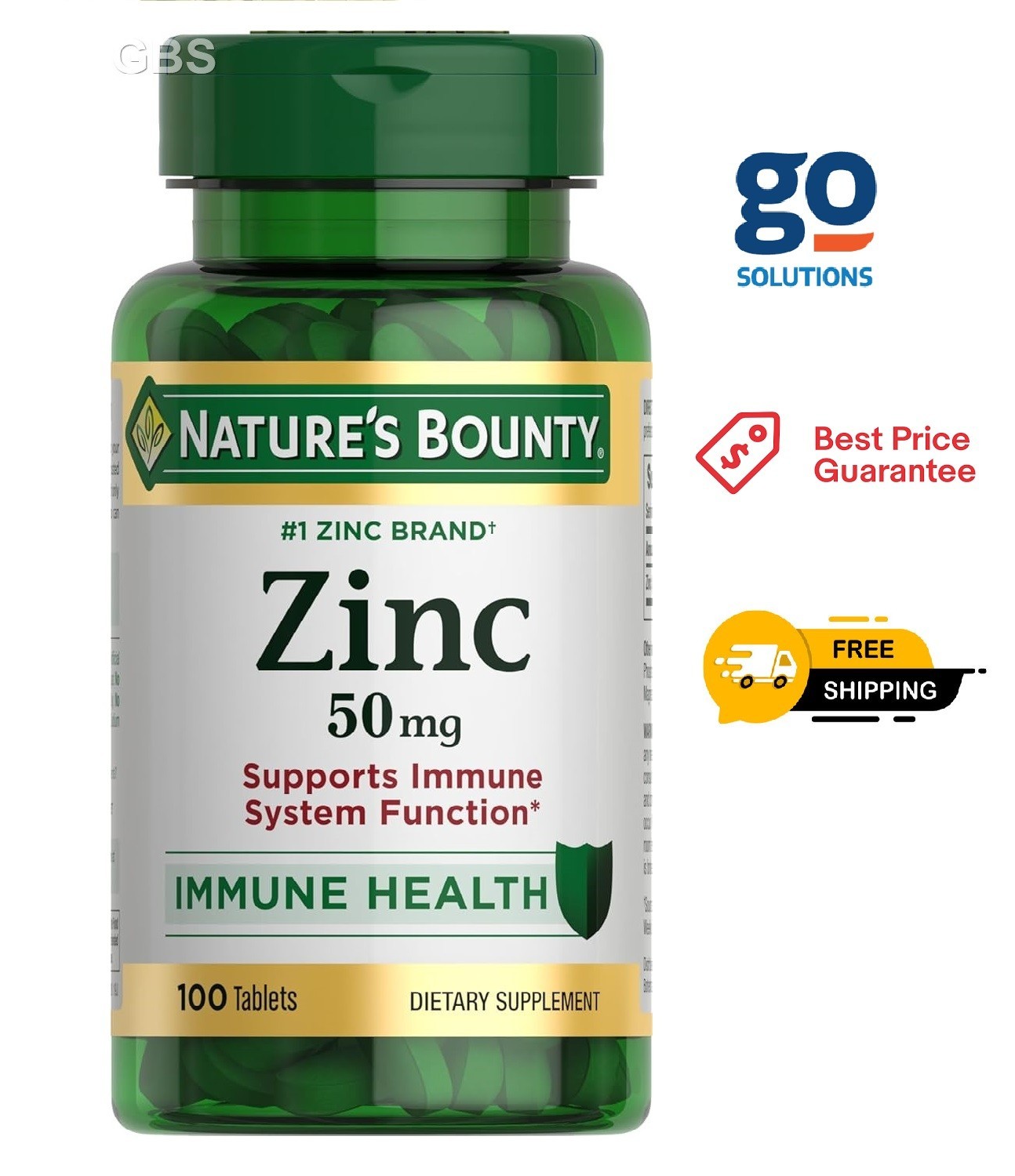 Zink Supports Immune Health 50mg 100 ct Caplets Free Shipping