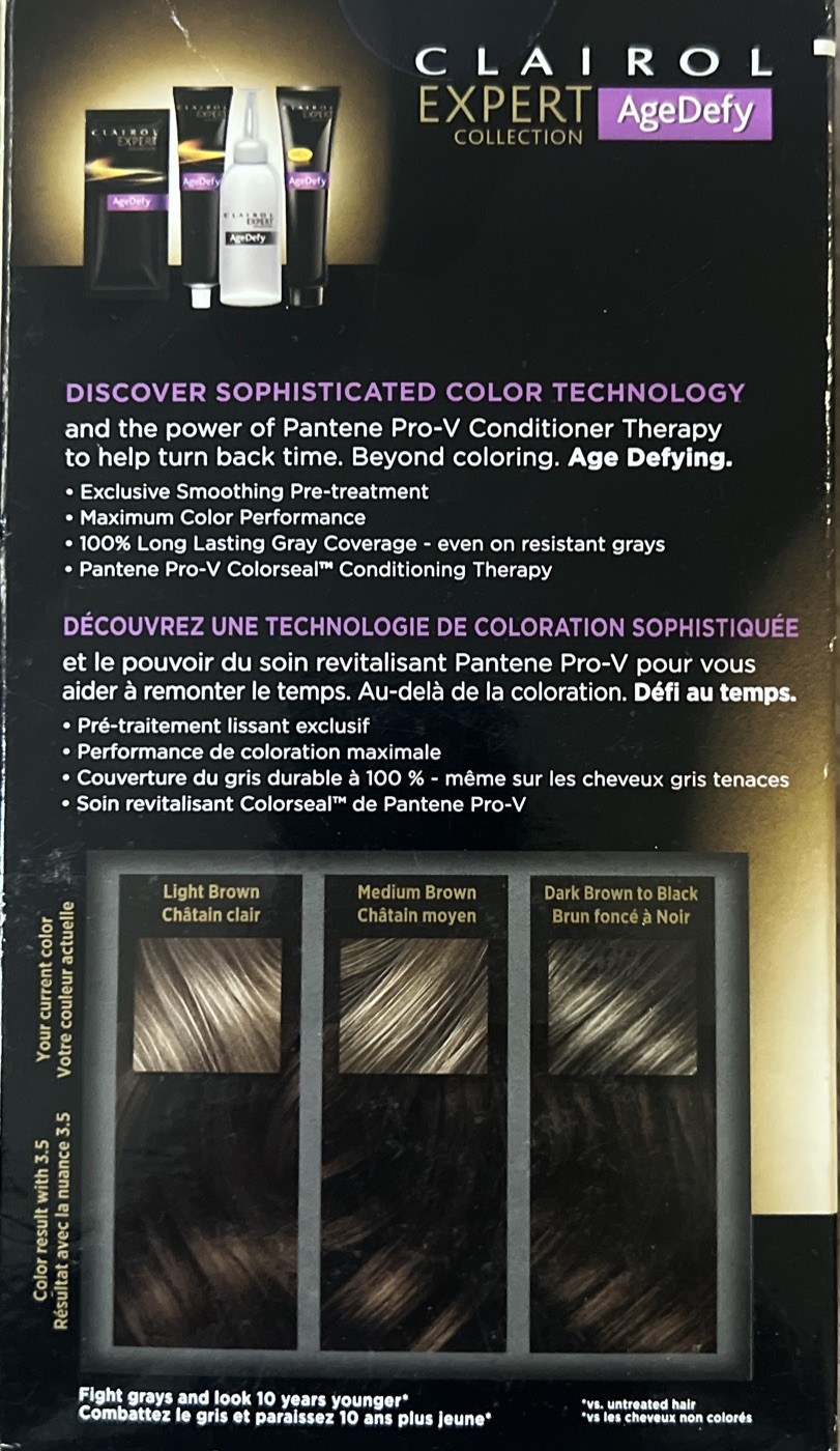 NEW (4) Clairol Age Defy Hair Color # 3.5 DARK BROWN Nice n Easy ASAP SHIP