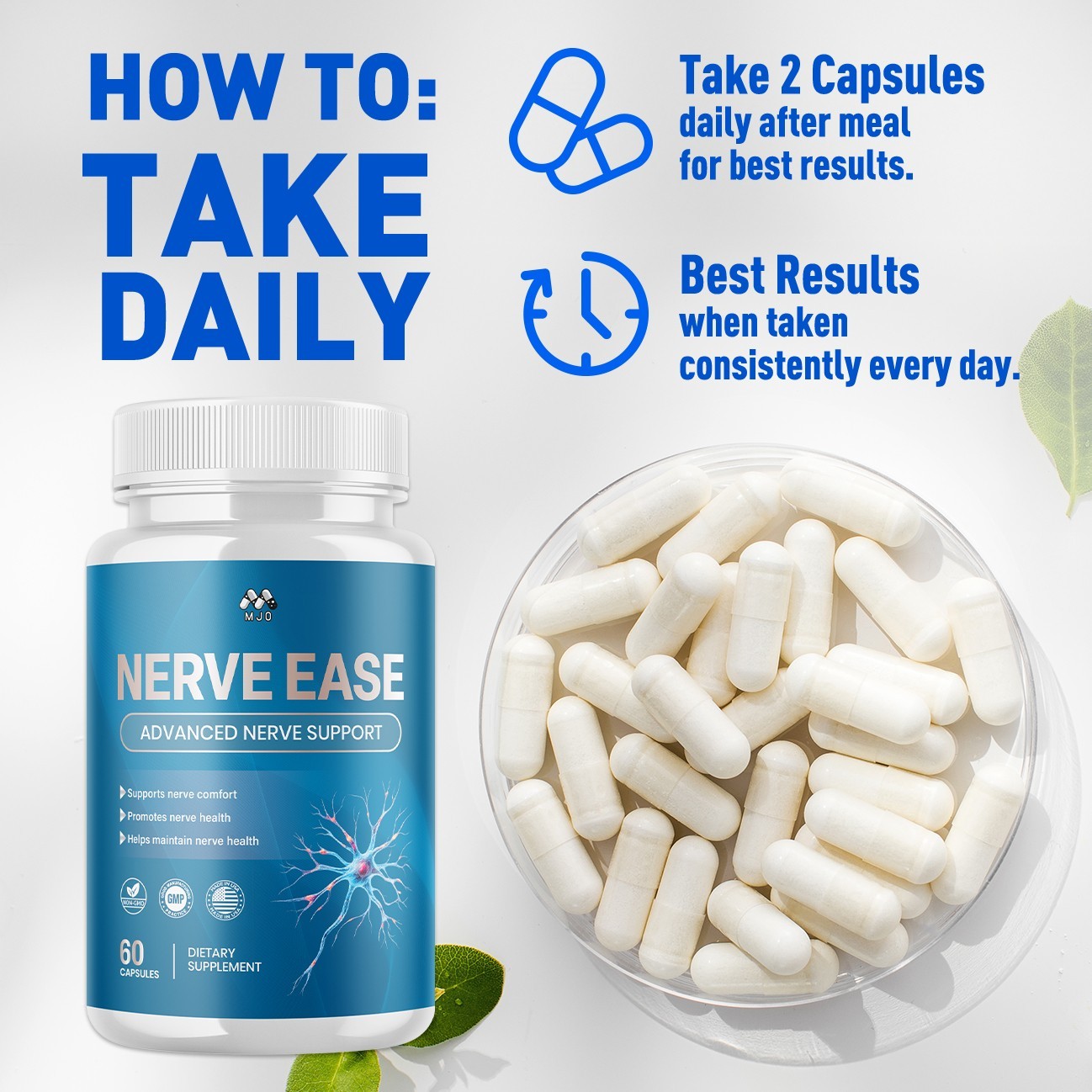 (3 Pack) Nerve Ease Advanced Nerve Support Strength Formula NerveEase 180 Caps