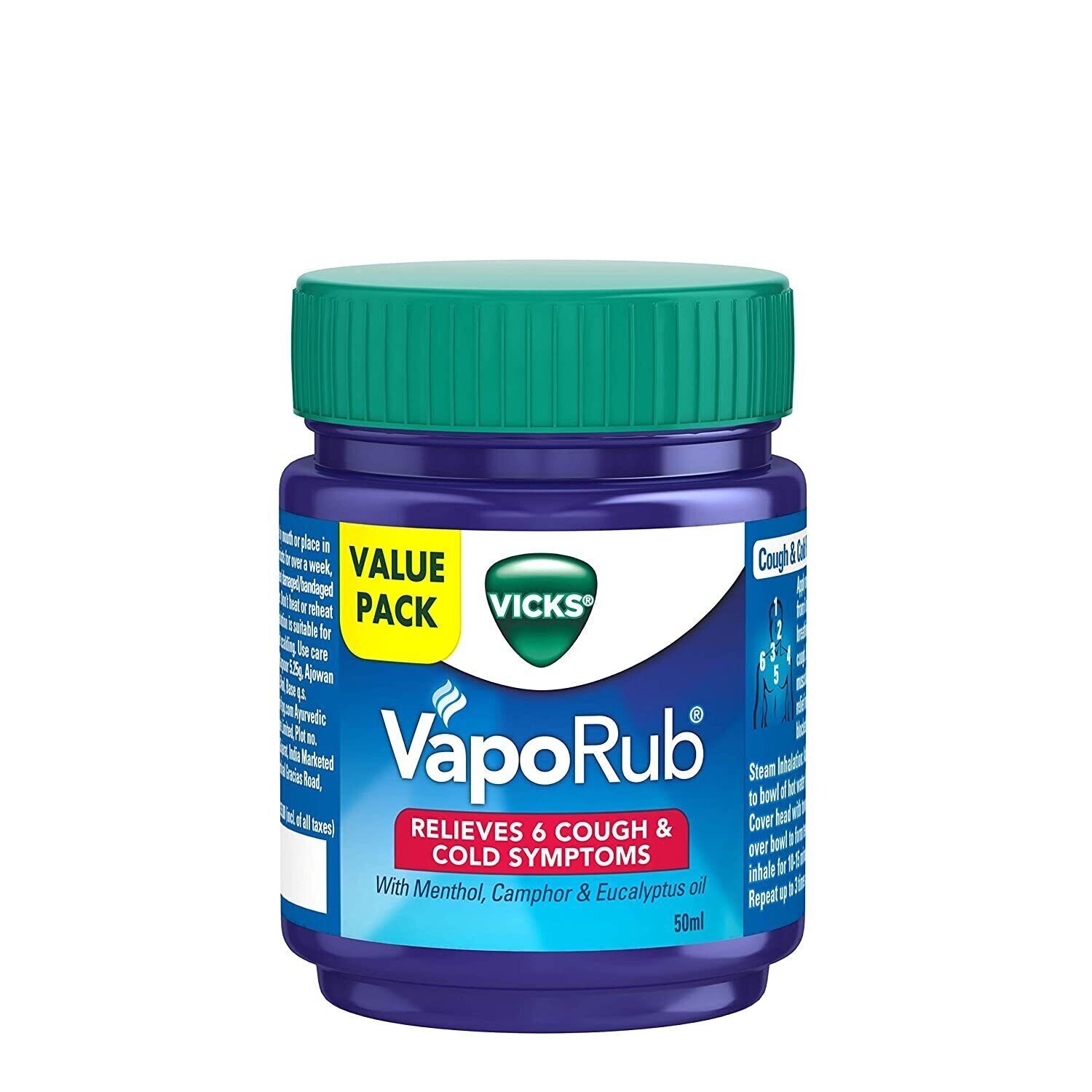 Vicks Vaporub Relief Cold Cough Blocked Nose Headache Body Ache Cream 50Ml