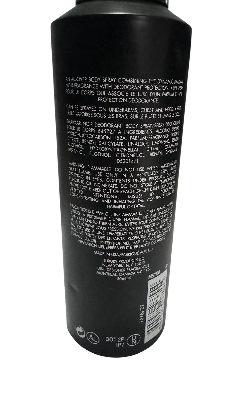 DRAKKAR NOIR by Guy Laroche for Men DEODORANT BODY SPRAY 6 oz Brand New