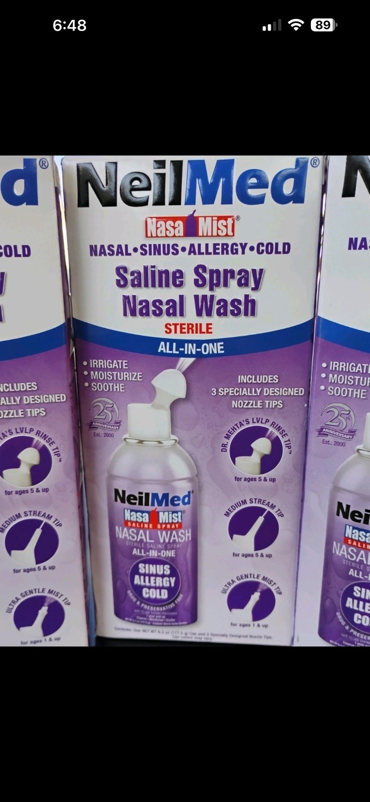 NeilMed Saline Spray Nasal Wash – 6.3 Fl Oz EX9/29 lot of 3 NEW