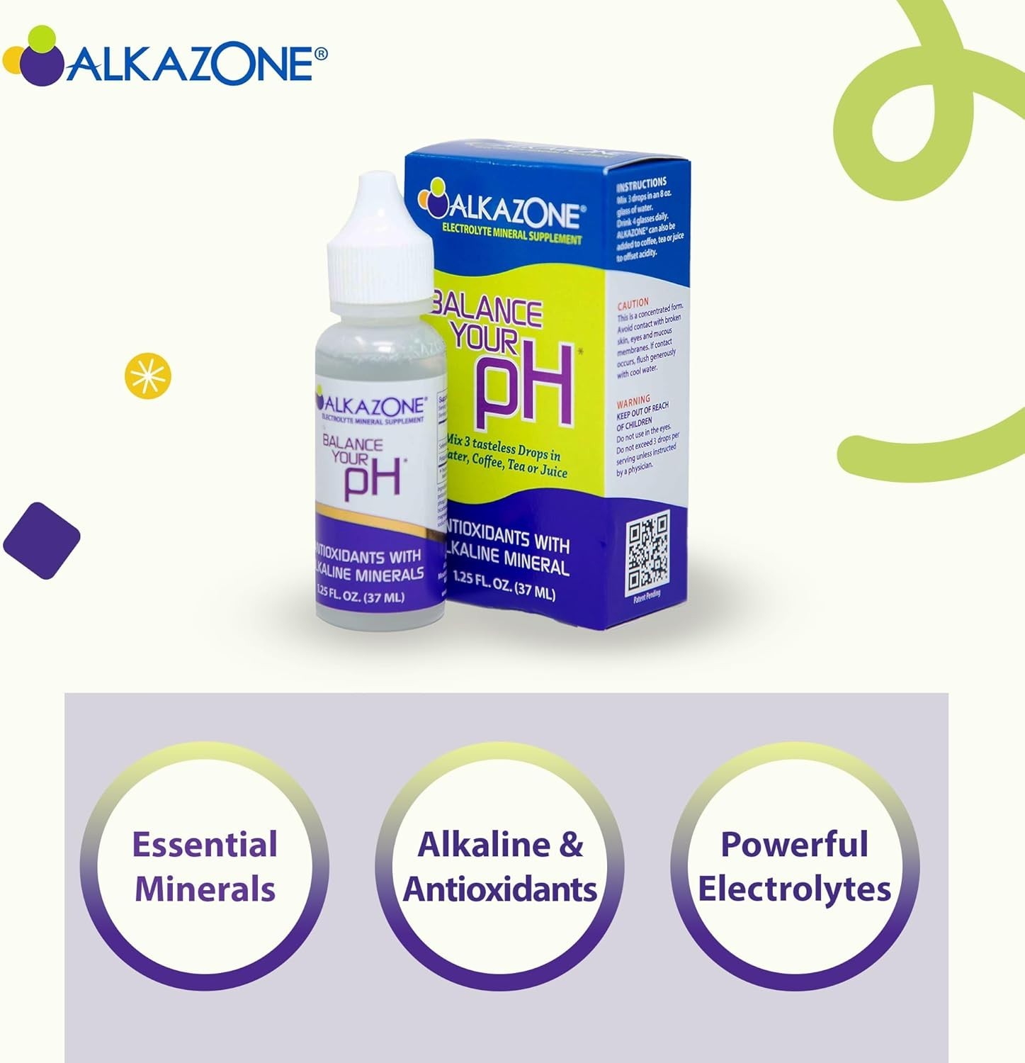 Alkazone Balance Your pH, Antioxidants Alkaline Mineral Drops, Single 1.25 Oz