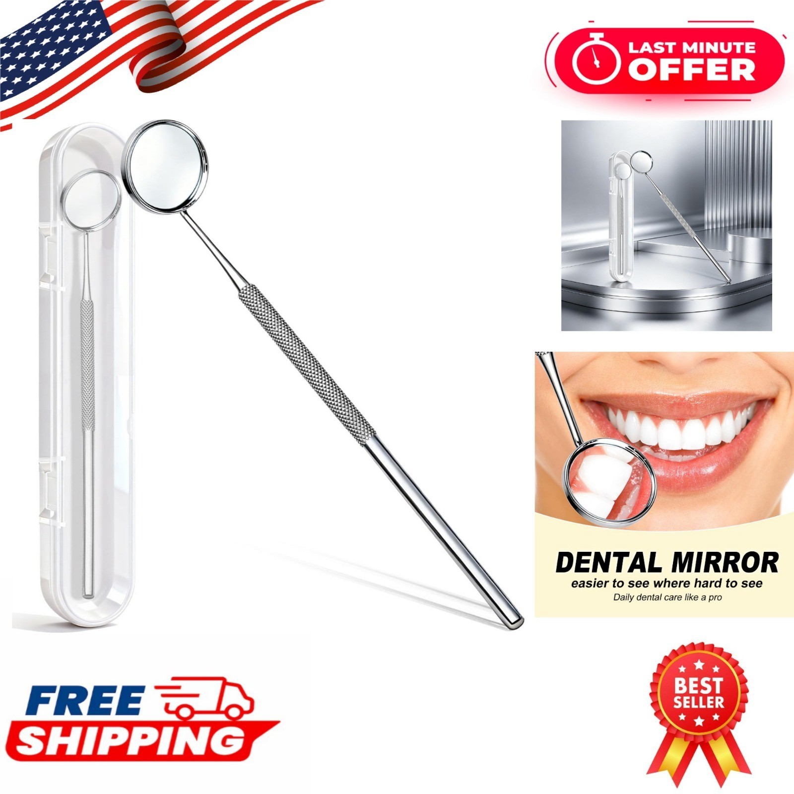 Dental Mirror Stainless Steel Tool for Teeth Cleaning with Storage Box