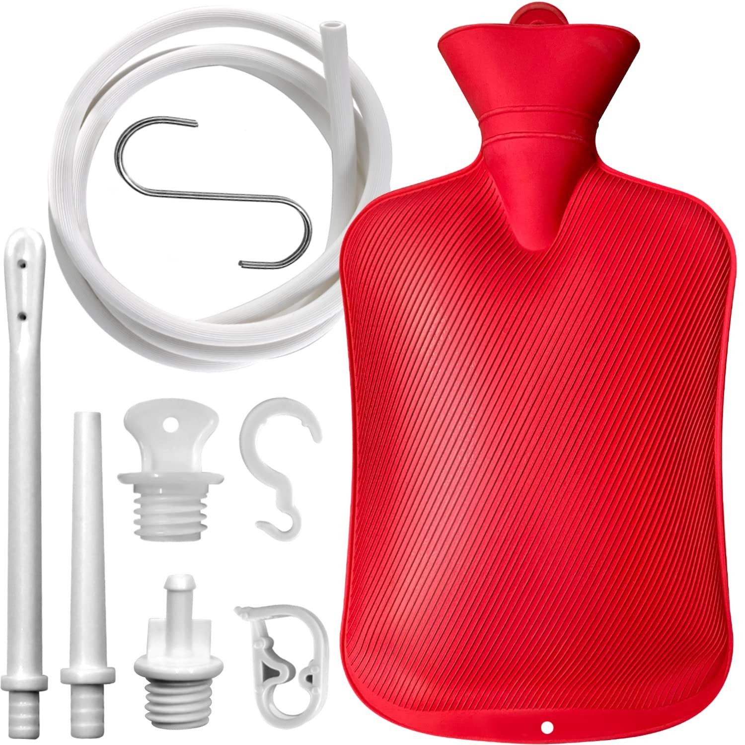 2L Home Enema Bag Kit with 2 tips, 60 Inch Silicone Hose, Controlable flow Valve