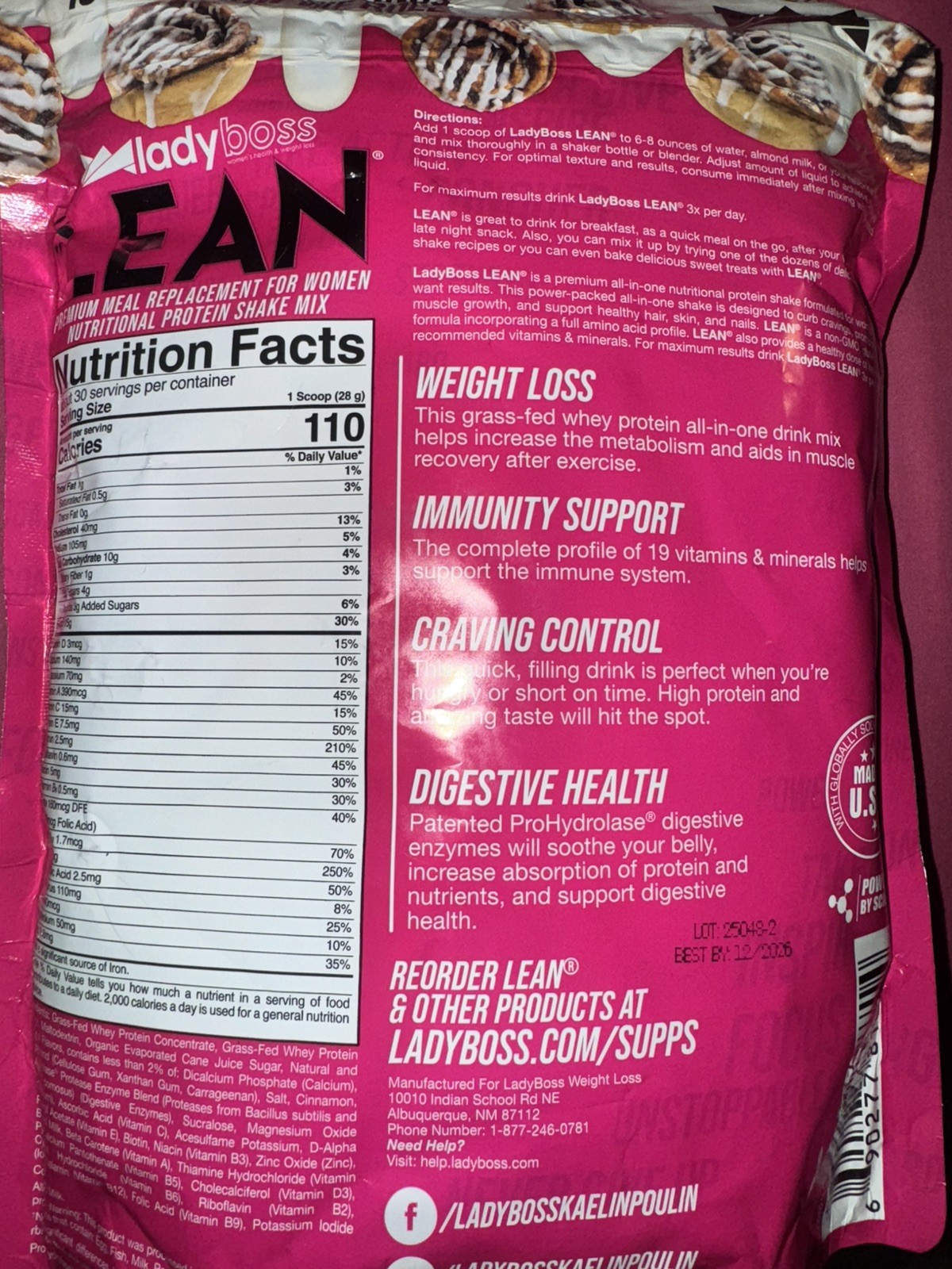 LADY BOSS CINNAMON ROLL PROTEIN SHAKE, EXP 12/26. Brand New.