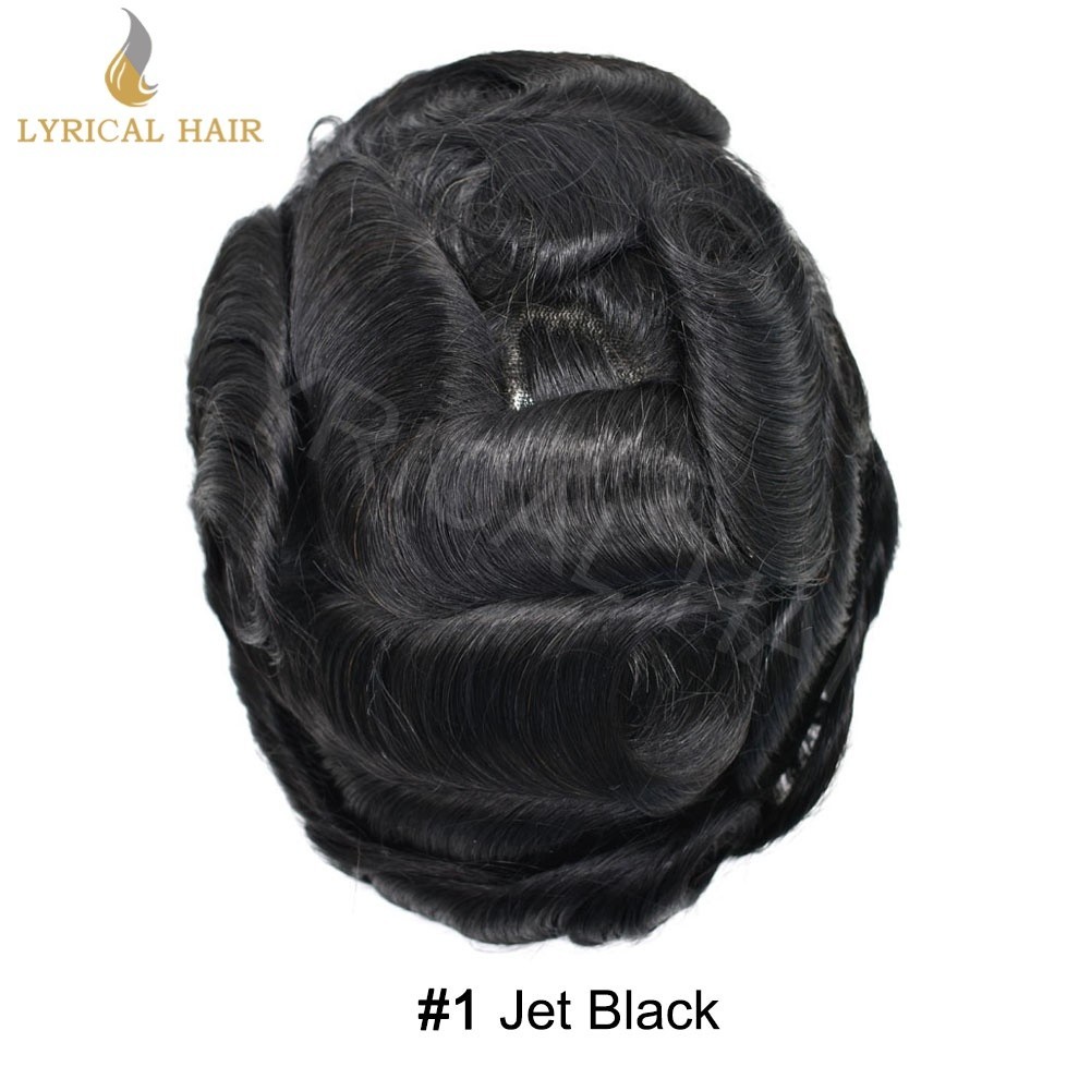 Ultra Thin Full PU Mens Toupee Human Hair Skin Base Replacement Hairpiece System