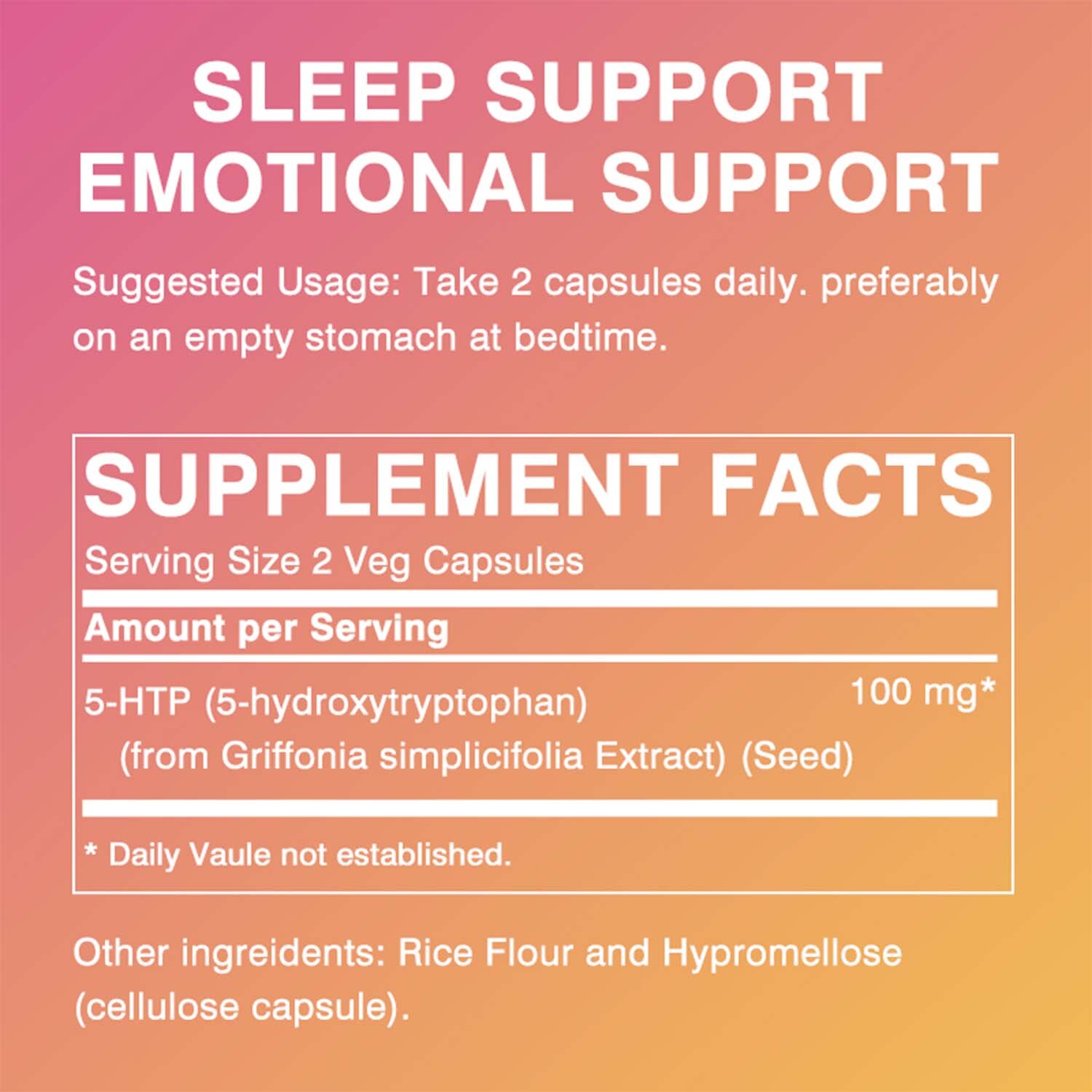 5-HTP (5-hydroxytryptophan) 100mg – Serotonin Support for Sleep Mood and Stress