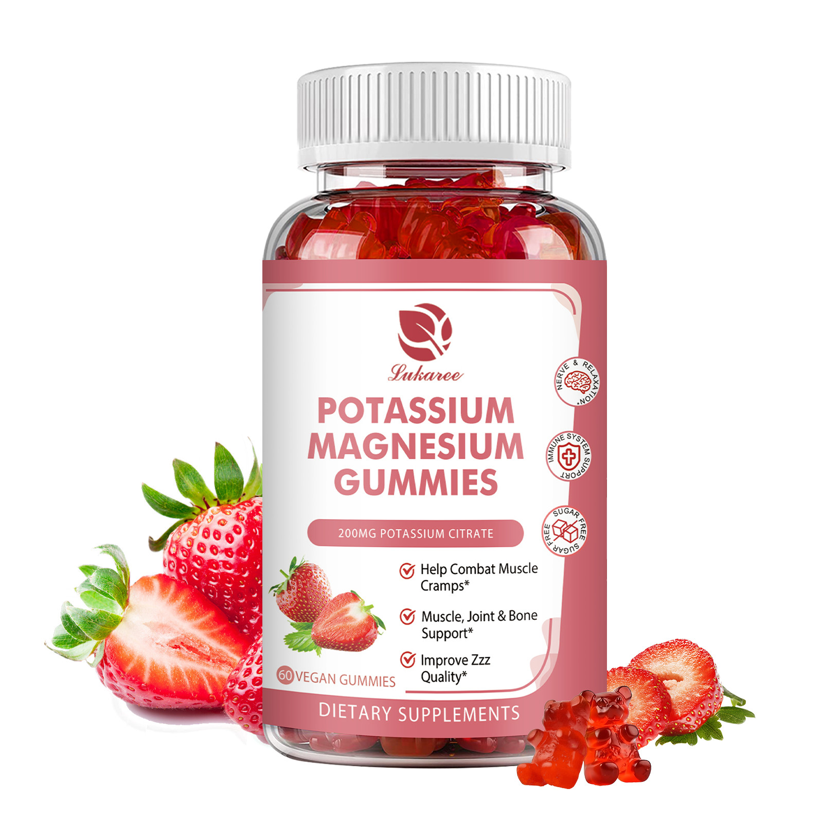 Potassium Magnesium Gummies High Absorption Magnesium Glycinate 200Mg & Potass