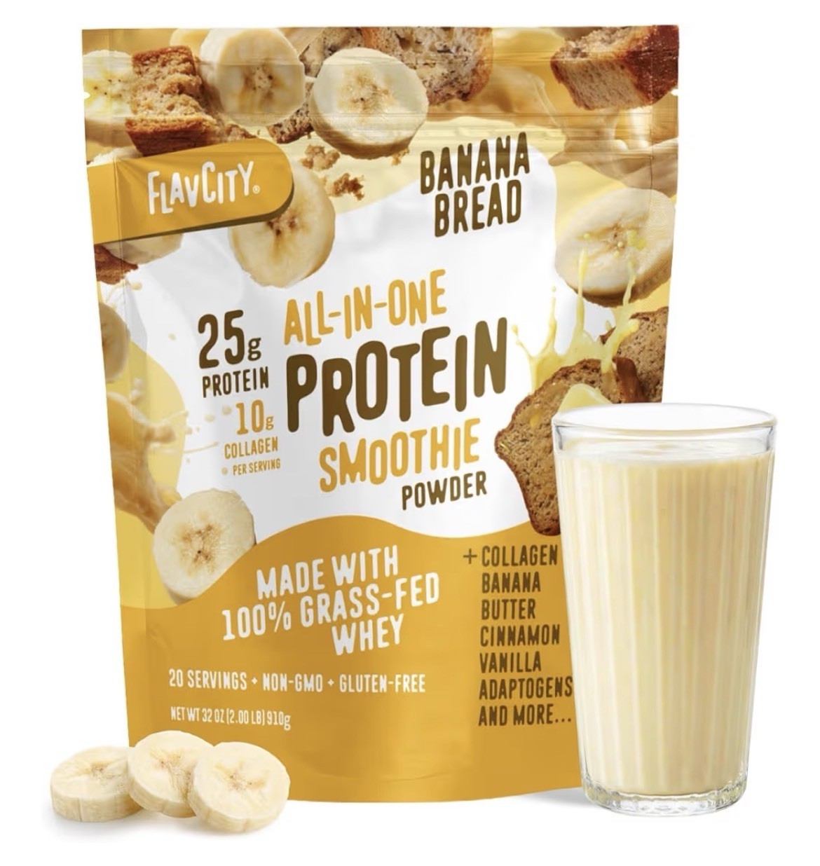 FlavCity BANANA BREAD Protein Smoothie Powder – 20 Serv – 2 Lbs Exp 03/2028 NEW