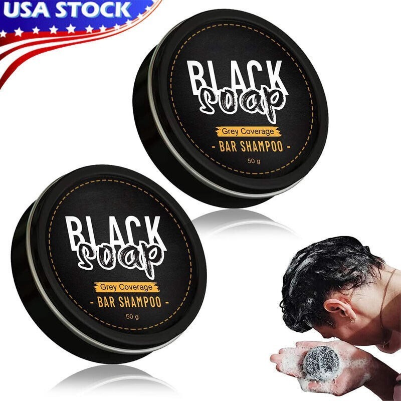 2/4PC Black Hair Soap Grey Hair Coverage Bar Shampoo Hair Darkening Black Soap